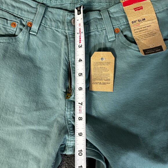 Levi’s Jeans 511 Slim 30x32 Teal Green Eco Ease Stretch Denim NWT New - Picture 9 of 13